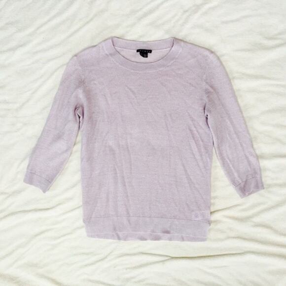 Theory thin knit lilac crewneck 3/4 sleeve sweater | Sz S - Picture 2 of 5